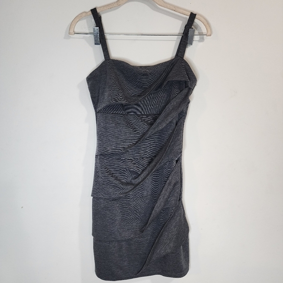 Nu By Marc Anthony Pleated Gathered Side Women Small Mini Grey Night Out Dress - Picture 1 of 6